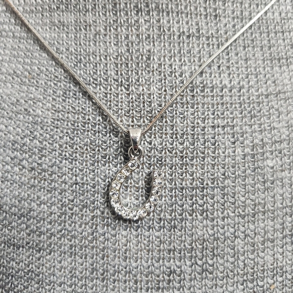 Elegant Silver Tone  Horseshoe Pendant Necklace Fashion Necklace - Picture 3 of 4